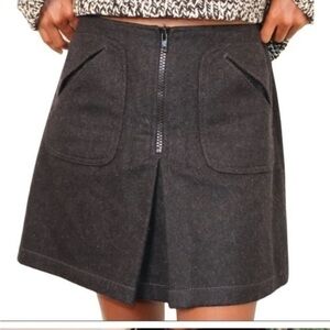 GAP Vintage Y2K Virgin Wool Black Mini Skirt Front Zipper with Pleat